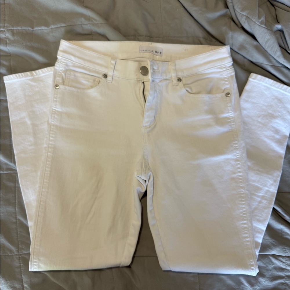 LOFT White Modern Skinny Straight Leg Jeans